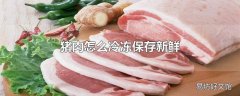 猪肉怎么冷冻保存新鲜