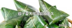 粽子夏天常温能放多久