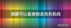 滴露可以直接倒进洗衣机吗