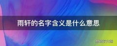 雨轩的名字含义是什么意思